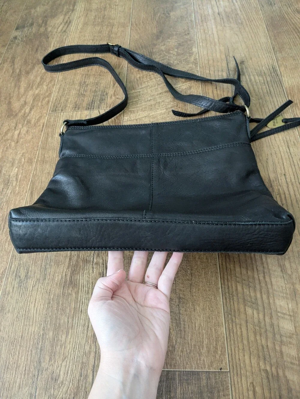 Margot Black Leather Crossbody Bag